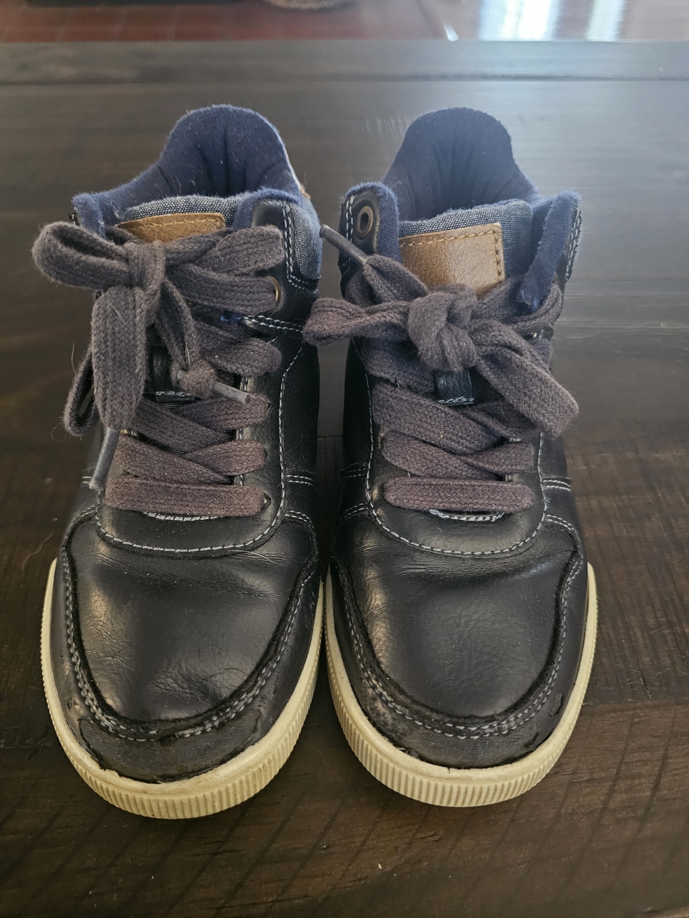 The Children's Place Navy and Tan High-Top Kids Sneakers
